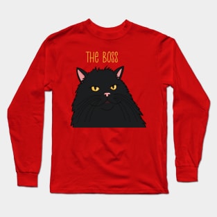 The black cat is the Boss . Dark longhaired cat queen with a serious look. Long Sleeve T-Shirt